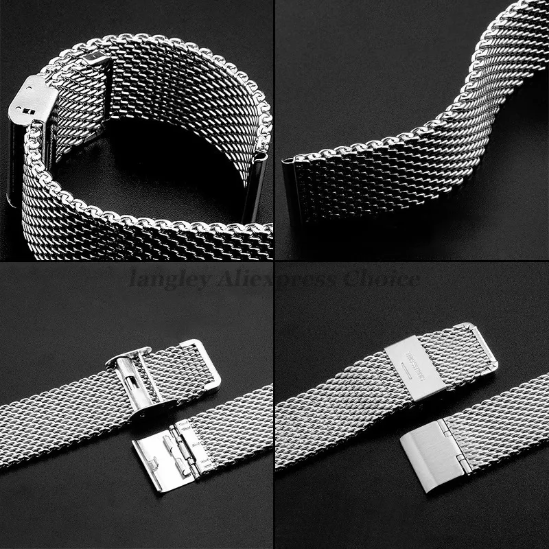 1.0mm Mesh Milanese Strap Stainless Steel Bracelet 3mm Thickness for IWC for Omega for Seiko Watch Wristband 18mm 20mm 22mm 24mm