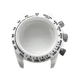39MM Watch Case Sapphire Glass Case for Quartz VK63 Movement Cases Wearable Watch Accessories-White