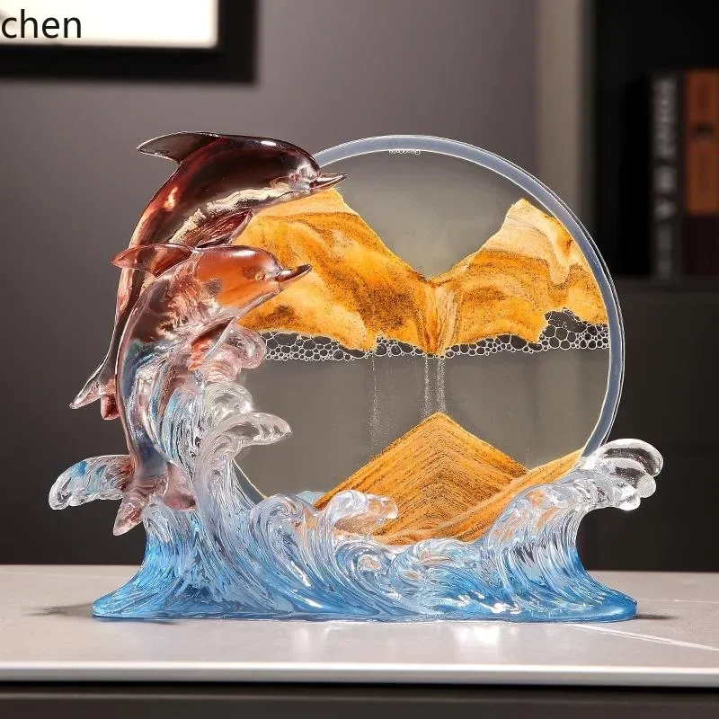 u18 feng shui rising quicksand dolphin ornament - perfect for tv stands, wine cabinets, and office decor