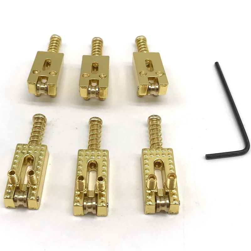 6 peças de guitarra elétrica ST Roller Bridge Tremolo selas com chave para Stratocaster Telecaster Gold