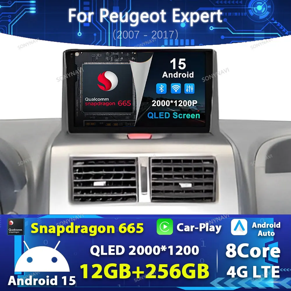 Автомобильный радиоприемник Android 15 для Peugeot Expert 2 для Citroen Jumpy для Fiat Scudo для Toyota Proace 2007-2017 Мультимедийный видеоплеер