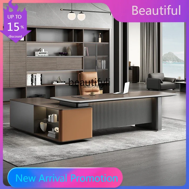 

Boss Desk President Desk with Light, Modern, Desk, Office Desk and Chair G1218