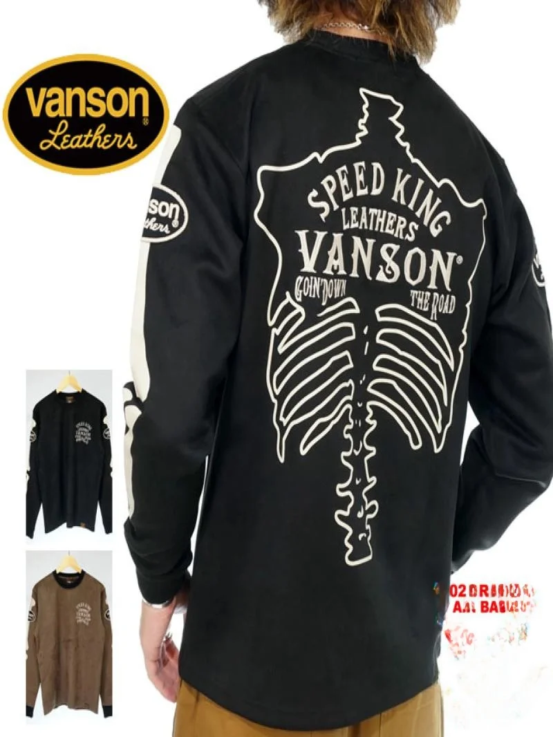 

Soft Comfortable Long Sve T-irt Vnson Motorcycle Classic Skeleton Print Embroidery Deer Suede Velvet Tee for Men And Women