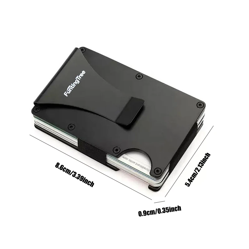 1 Stück Schlanke RFID-blockierende Geldbörse Magnetischer Pop-Up-Kartenhalter Automatischer Schlanker Kartenhalter für Männer mit Aufdruck für Telefonkompatibilität – Detail 1