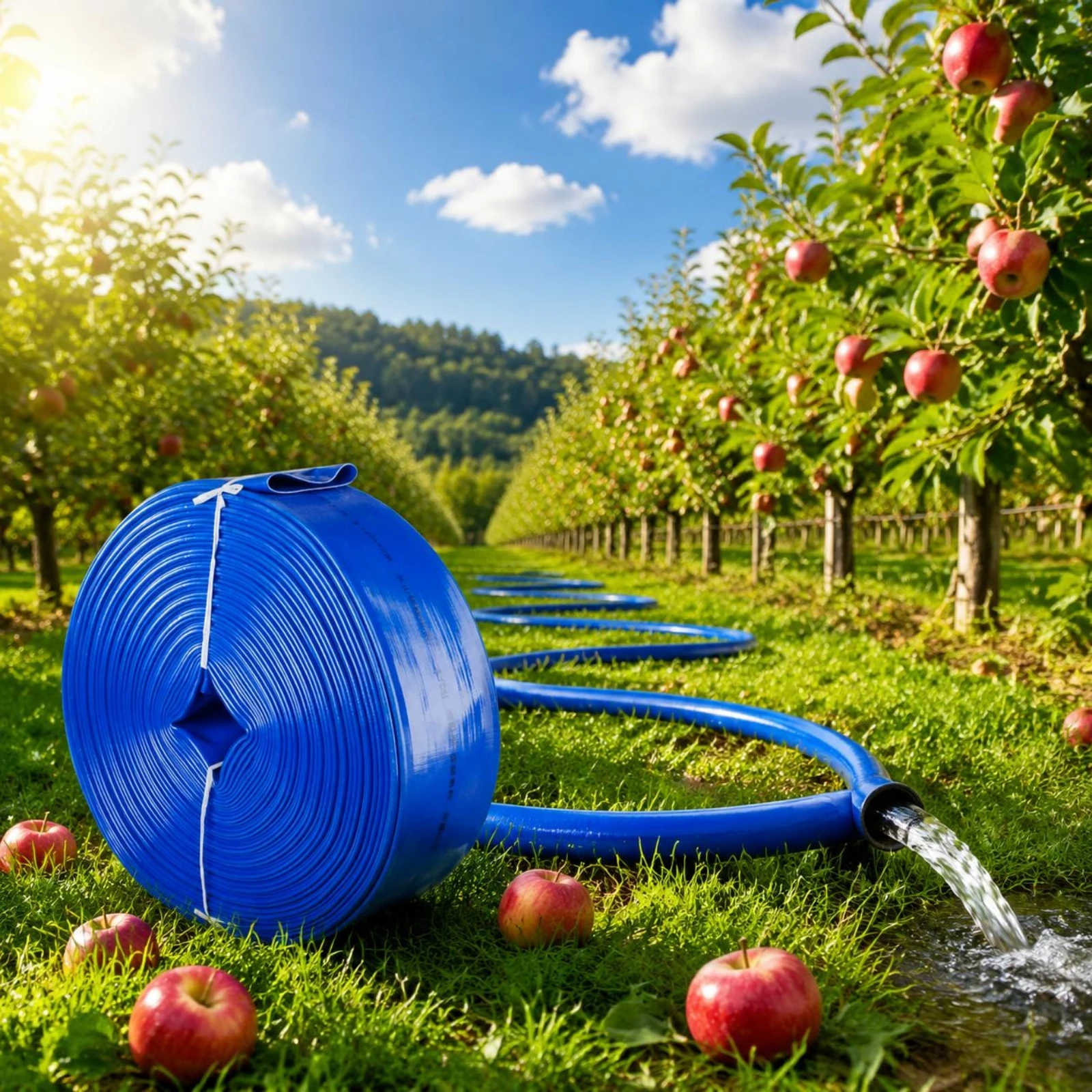 Flat Hose Woven-Looking Lay-Flat Hose Yard Watering Coiled Roll Garden Supply Tied view 4