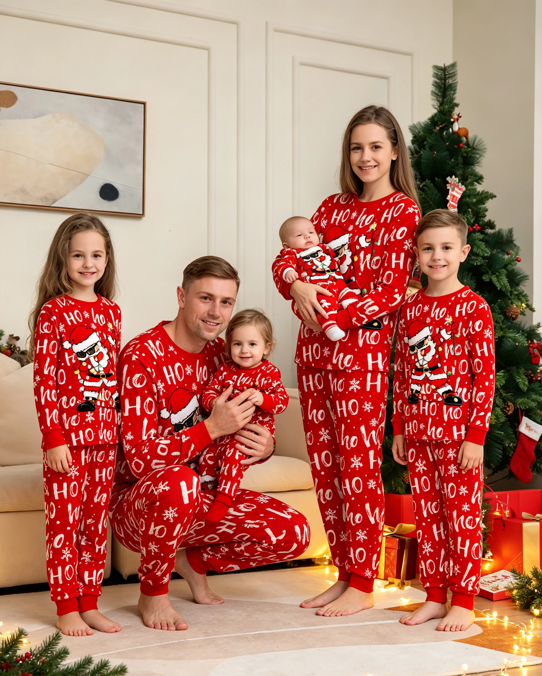 Santa Claus Print Matching Family Christmas Pajamas Sleepwear Loungewear for Men Women Boys Girls Toddlers Baby Infants Teens