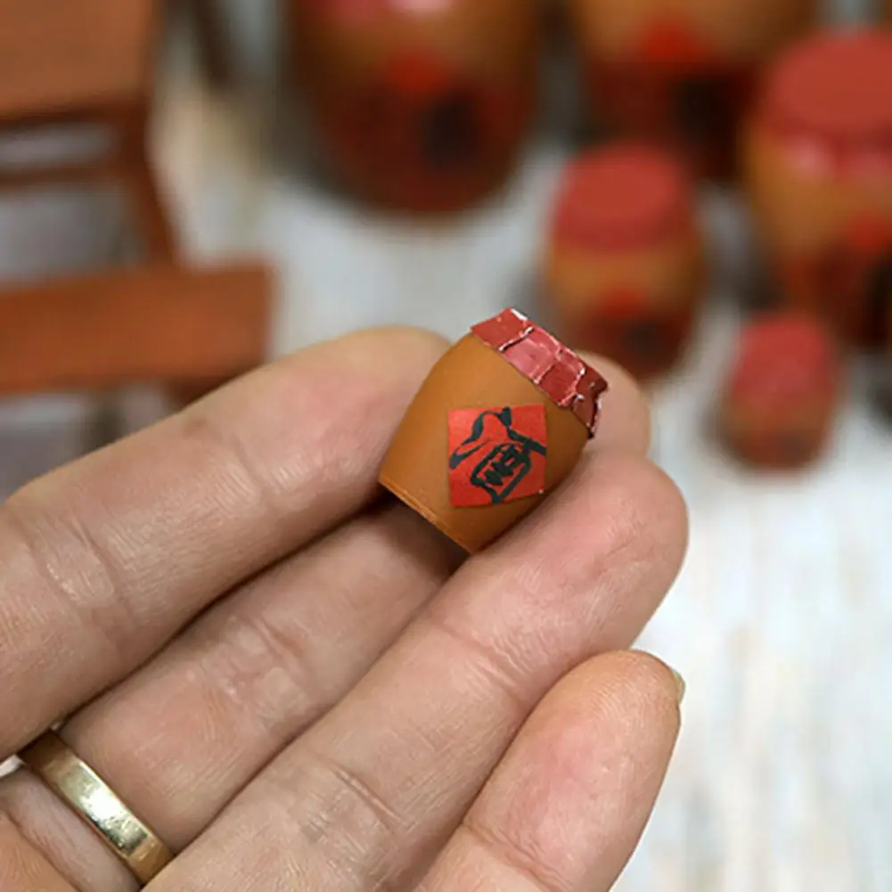 Miniature Bar Accessory Miniature Liquor Jar Set Chinese Style Decorative Wine Bottle Model 1/12 Scale Dollhouse Kitchen Dining
