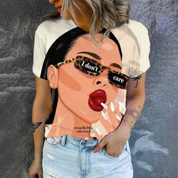 Women's Leisure Short Sleeve T-Shirt Women's T-Shirt Fashion Sexy Girl  Pattern Print T-Shirt 2024 Summer Popular T-Shirt