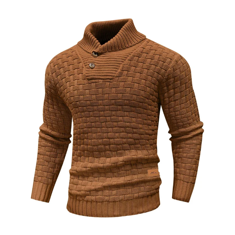 Slavinson Men’s Mens Knitted Sweater Crew Neck Warm Long Sleeve Pullover Textured Ribbed Edge Top