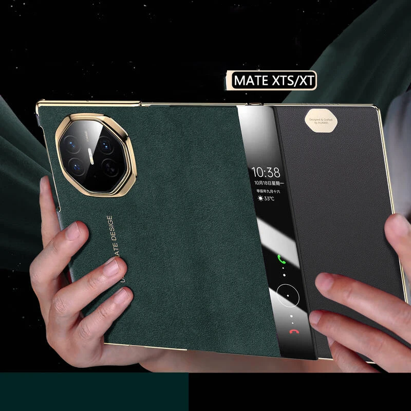 

Чехол для HUAWEI Mate XT XTS с двойным шарниром, высококачественный замшевый противоударный чехол с откидным окном для мобильного телефона