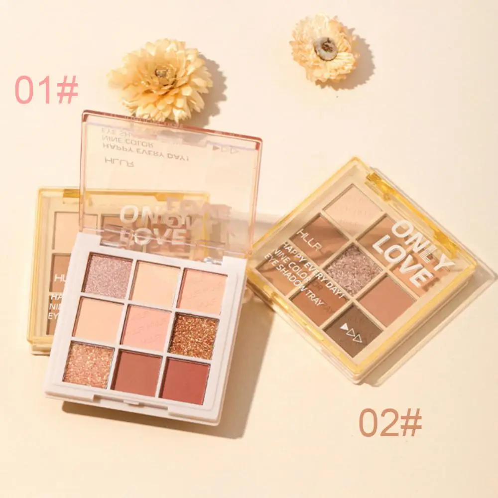 Milk Tea Brown Eyeshadow Eyes Pigments Transparent Acrylic Eye Shadow Palette Glitter Matte Cosmetics 9 Colors Eyeshadow Palette