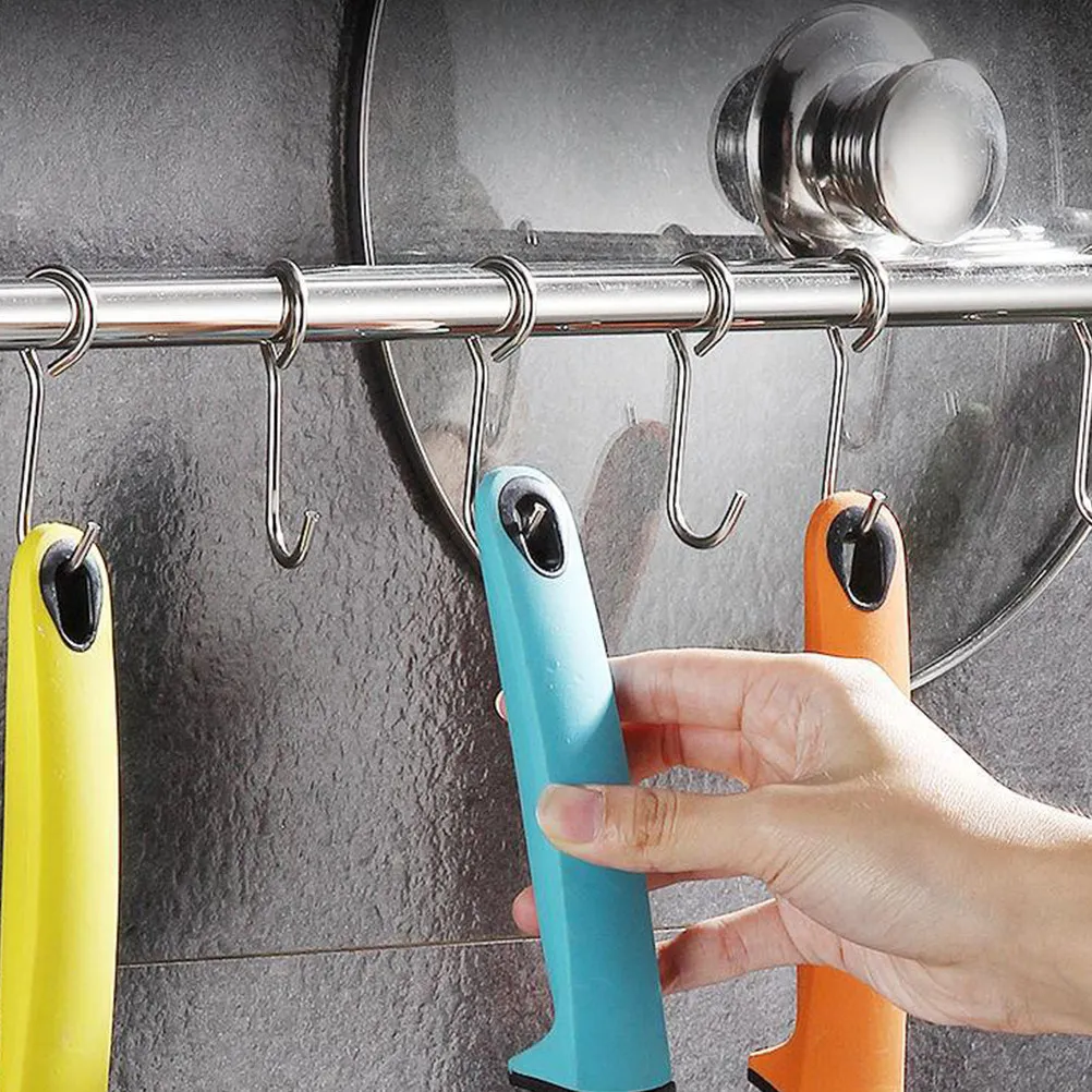 Stainless Steel No-Punch Wall Mount Hook Rack 40cm for Kitchen, Clothes, Towels, Hats & Umbrellas Storage