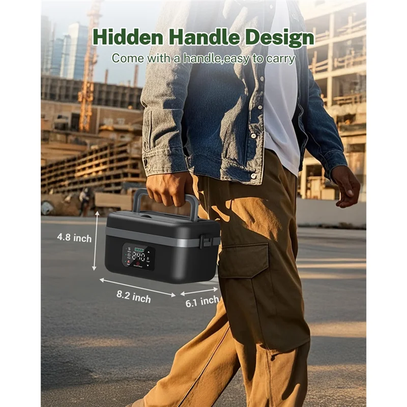 B98A-صندوق غداء كهربائي لاسلكي قابل لإعادة الشحن للبالغين، 16000 مللي أمبير في الساعة لتدفئة الطعام ذاتية التسخين للمكتب والسيارة والخارج #6