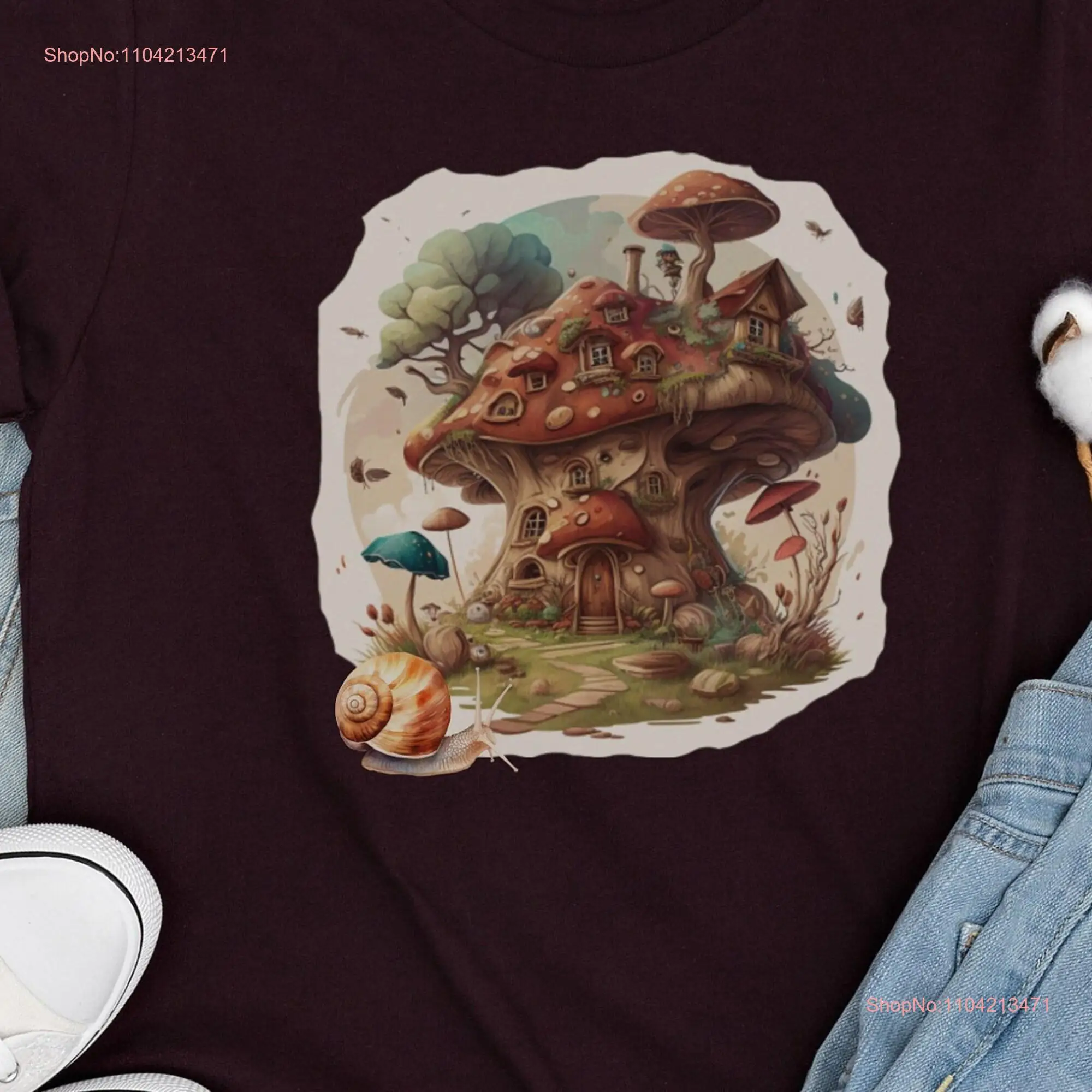 Enchanting Snail and Mushroom Home Goblincore T Shirt Cottagecore Chic Naturecore Boho Wear Nature Botanical Green Witch