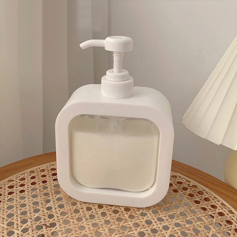 Ins Dispenser di sapone trasparente bianco di grande capacità/flacone vuoto quadrato da 500ML per disinfettante per le mani cosmetici Shampoo