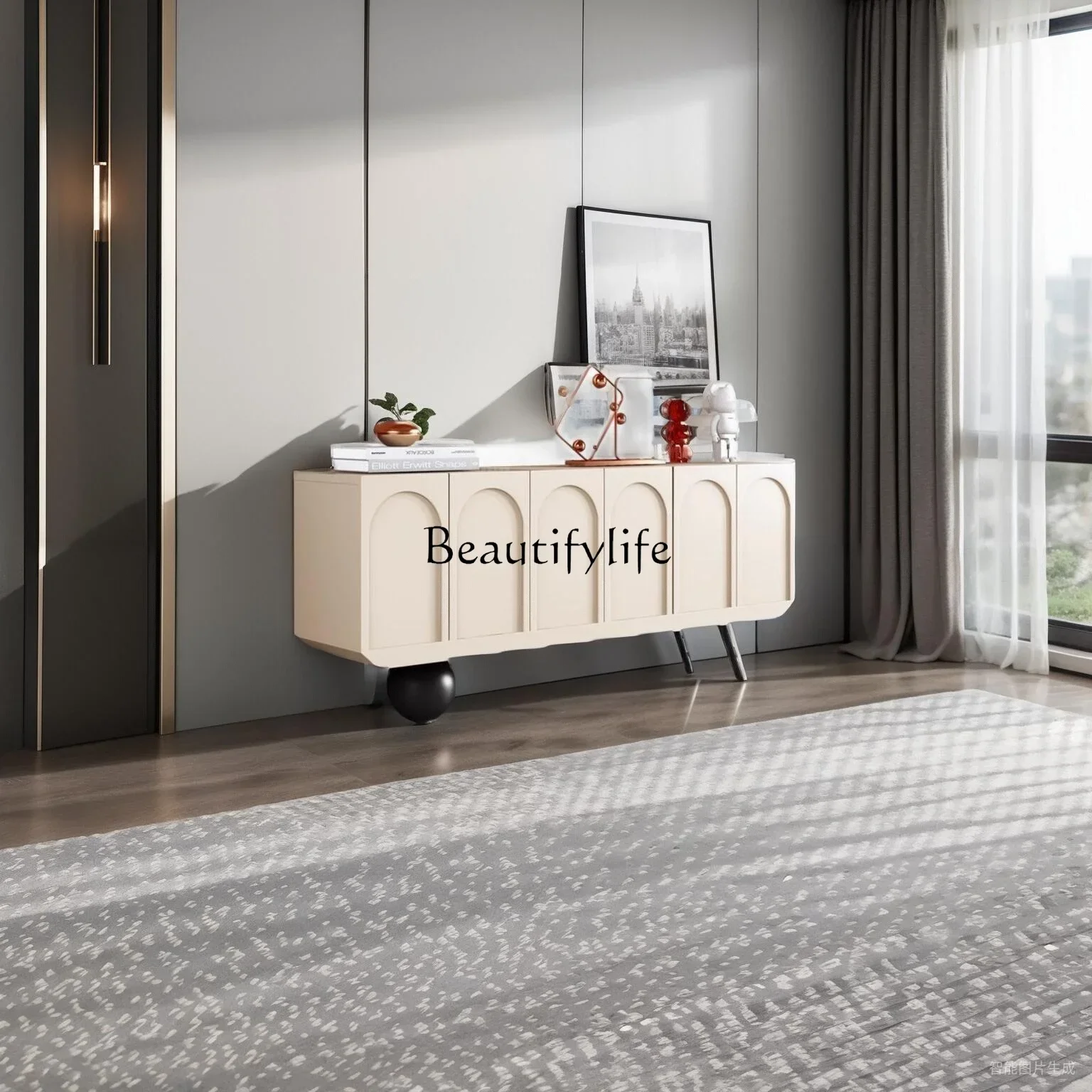 

GG8*Modern Minimalist Storage Cabinet Cream Style Living Room Home TV Cabinet