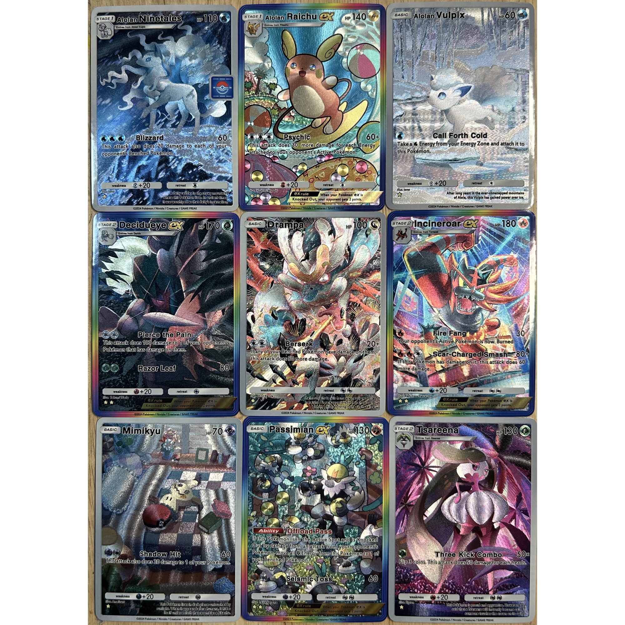 

9 шт./компл. Ptcg английская версия Raichu Lillie Guzma Magearna текстура флэш-карта самодельная классическая коллекция аниме карты игрушки