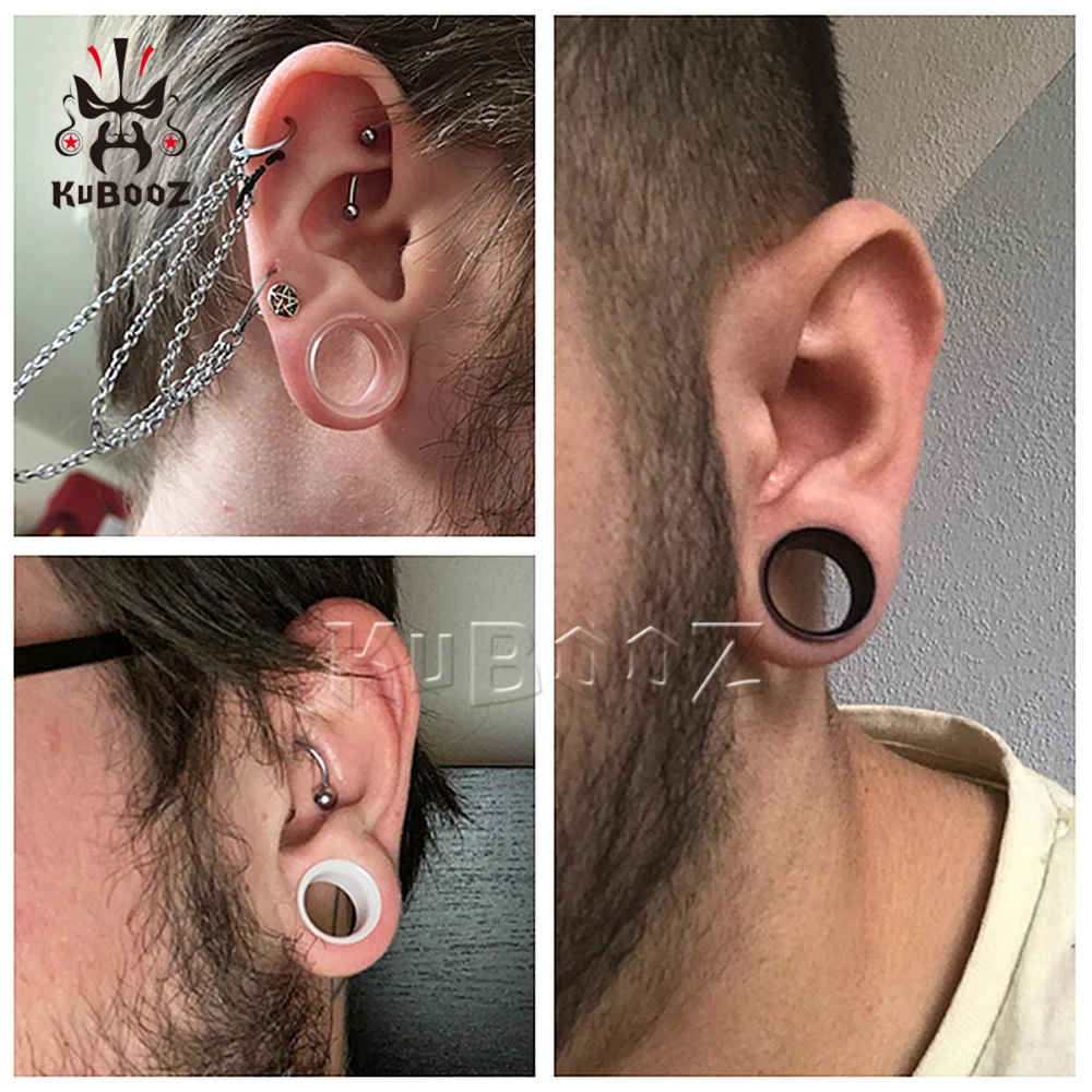 KUBOOZ Hipoalergiczne Akrylowe Tunelki do Uszu z Otwartą Strukturą |   Proste kolczyki rozciągające uszy - lekkie kolczyki do piercingu ciała — zdjęcie 4