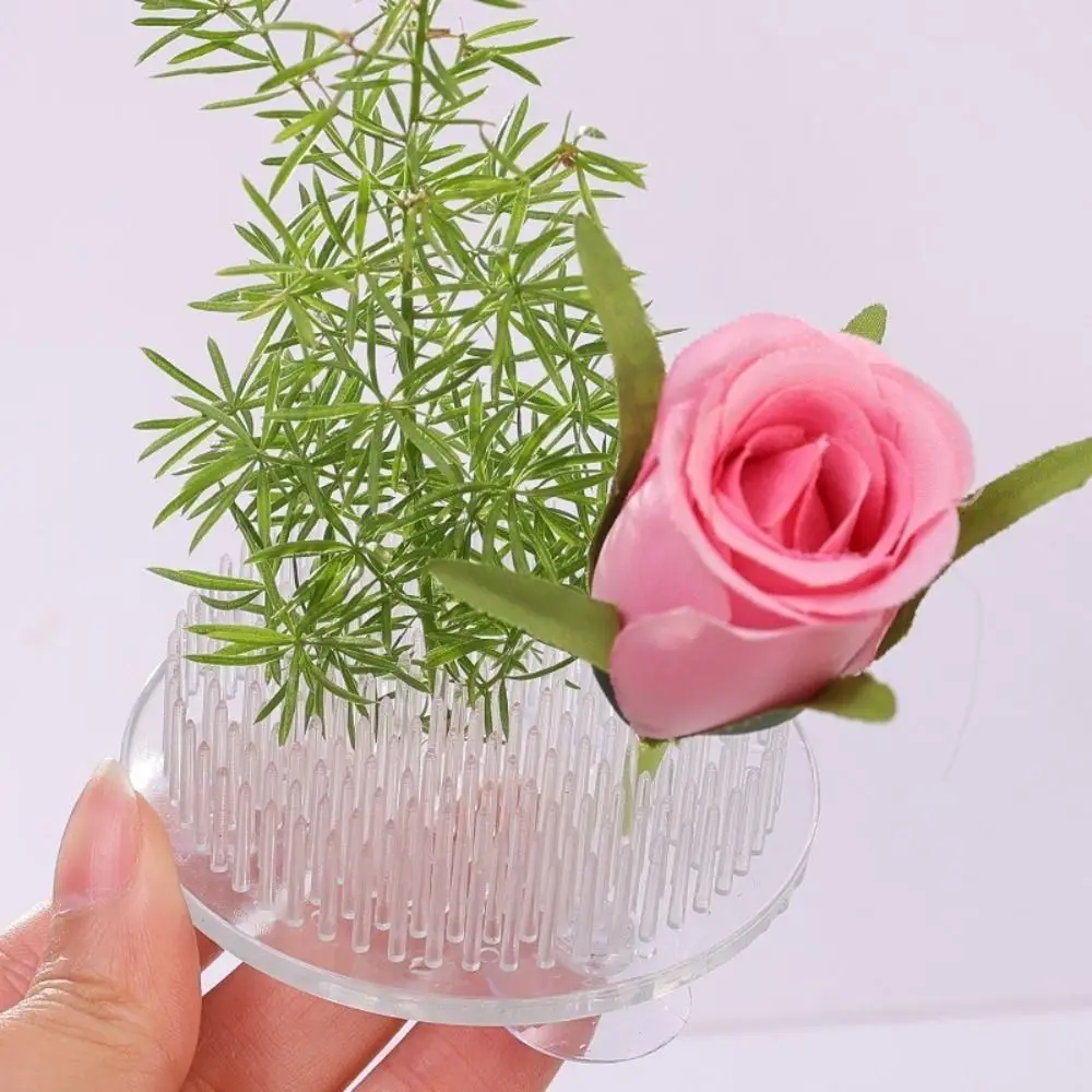 1/3Pcs Transparent Ikebana Stem Holder Waterproof DIY Arrangement Base Circular Flower Fixing Bracket for Vases Floral Design