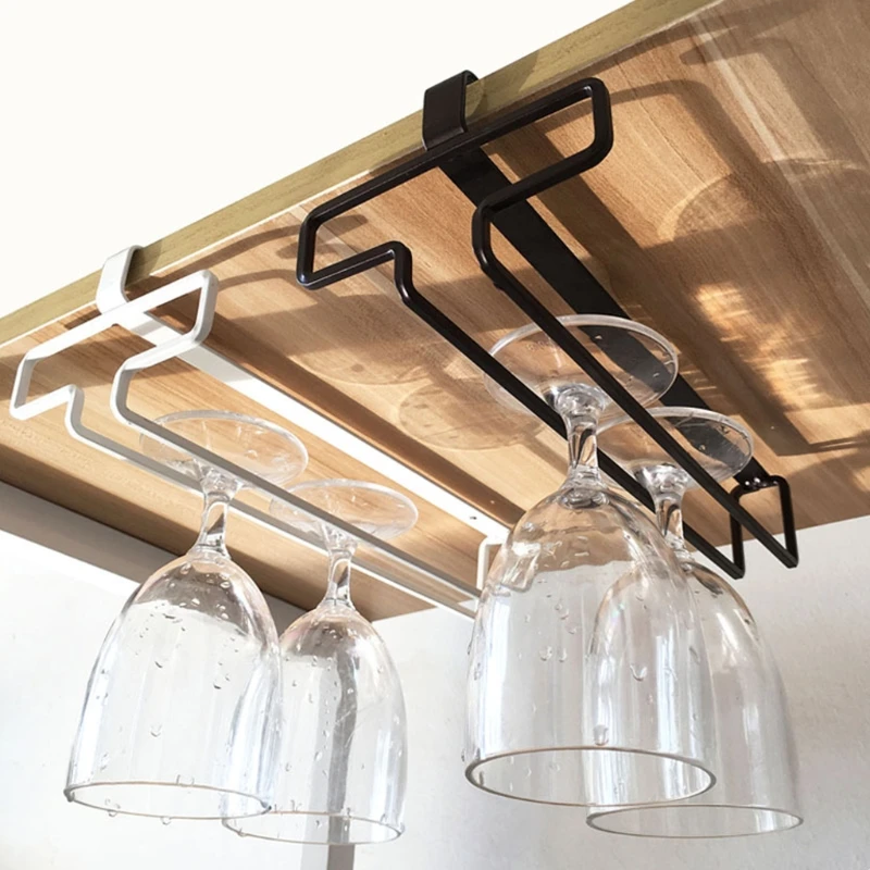 Useful Iron Wine Rack Glass Holder Hanging Bar Hanger Shelf Wine Glass Rack Stand Paper Roll Holder for Home Kitchen