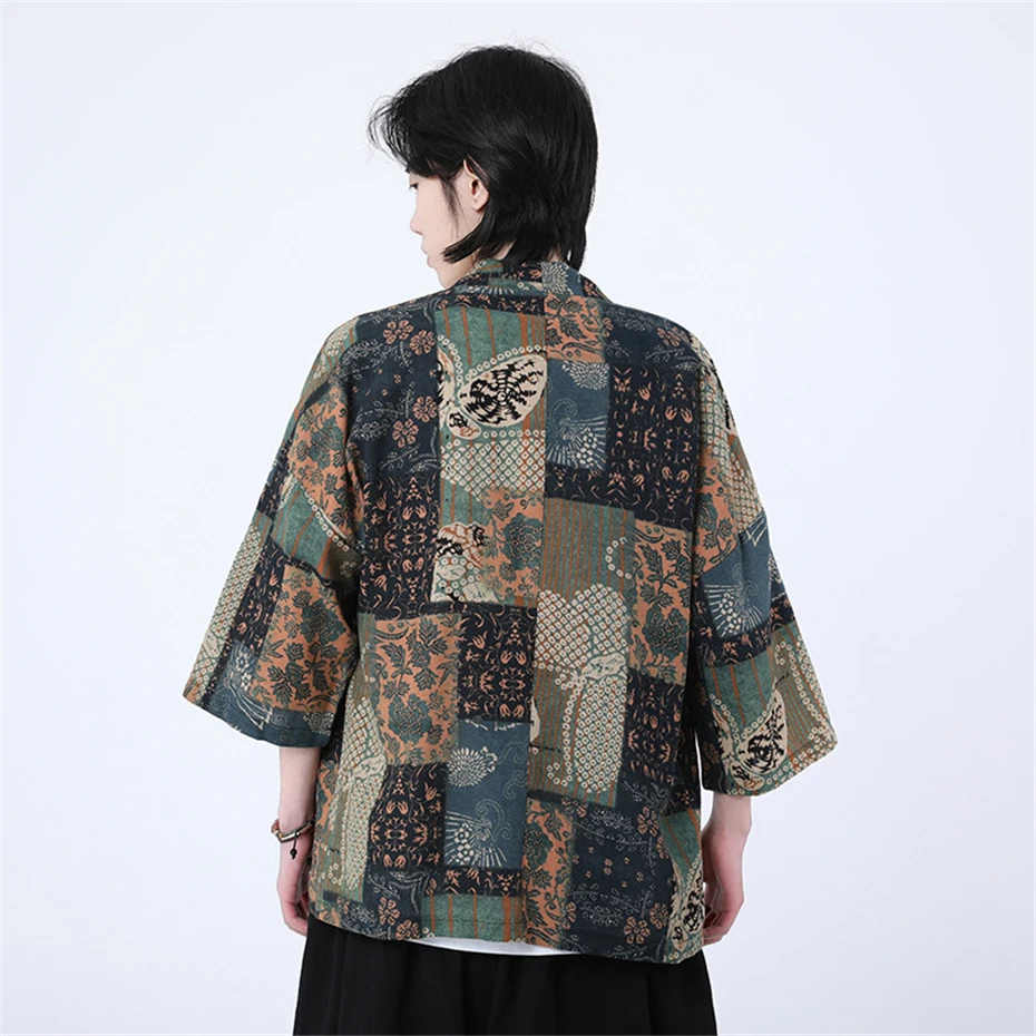 Men's Cardigan Kimono Shirt Vintage Streetwear Chinese Style Shirts Summer Shirt Jacket Male