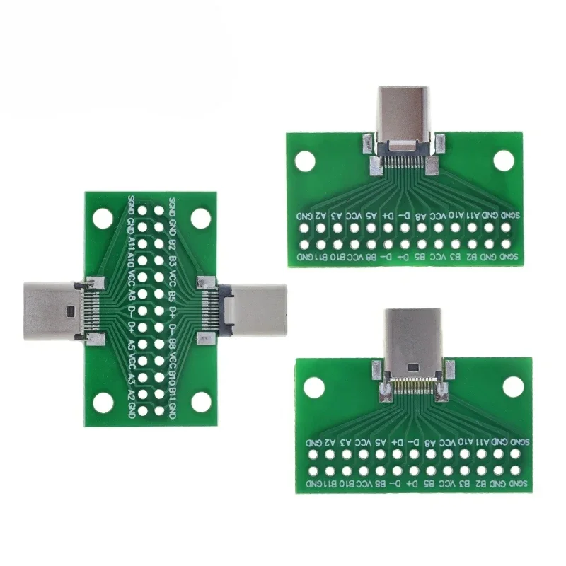 5PCS Type-C Male to Female USB 3.1 Test PCB Board Adapter Type C 24P 2.54mm Connector Socket For Data Line Wire Cable Transfer