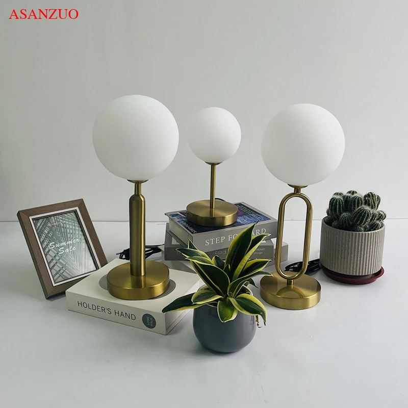 Nordic Glass Ball Desk Lamp Study Dressing Table Live Broadcast Lighting Bedroom Bedside Table Lamp