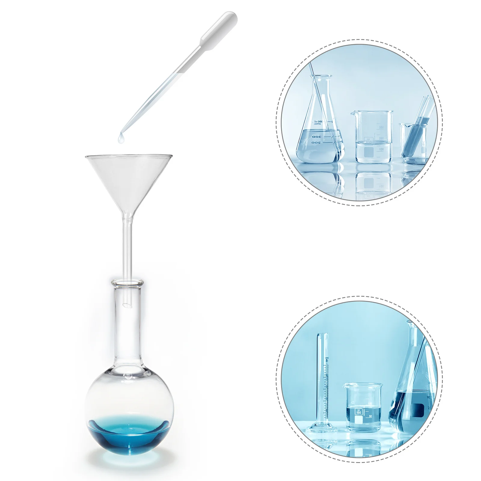 4Pcs Glass Short Stem Funnels Triangle Labware for Chemistry Liquid Feeding Precision Lab Equipment Filling Funnel