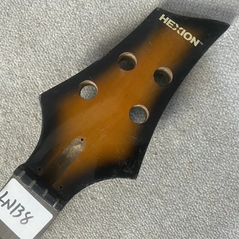 LN138 Genuine Hexion 4 String Electric Guitar Bass Neck 24 Frets Right Hand Machine Head L2+R2 Sunburst Headstock DIY Parts