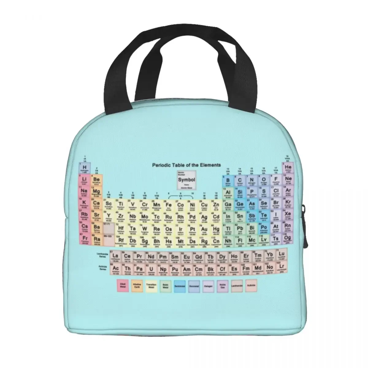 Periodic Table With All 118 Element Names Insulated Lunch Tote Bag for Women Science Chemistry Cooler Thermal Bento Box School