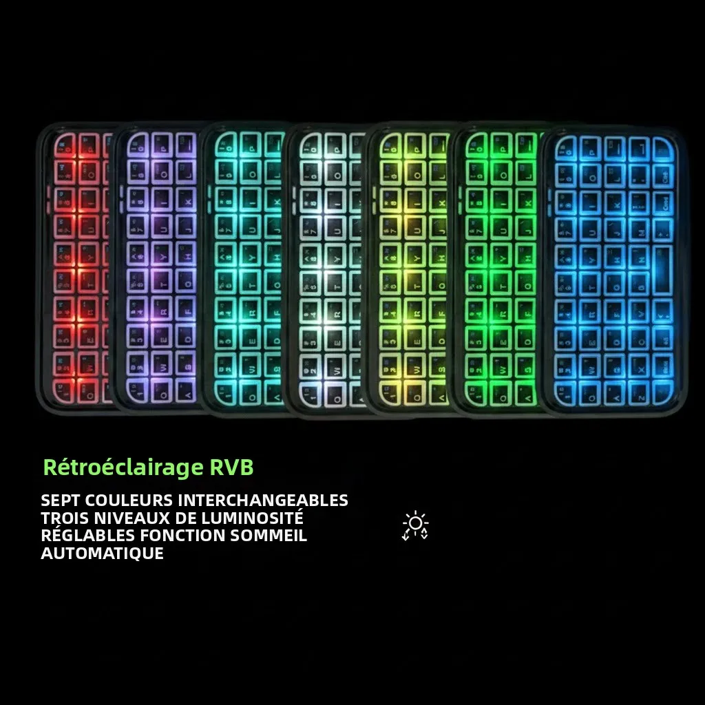 Clavier portable rechargeable Type-C double mode (Bluetooth + filaire) avec rétroéclairage RGB, silencieux, 49 touches …