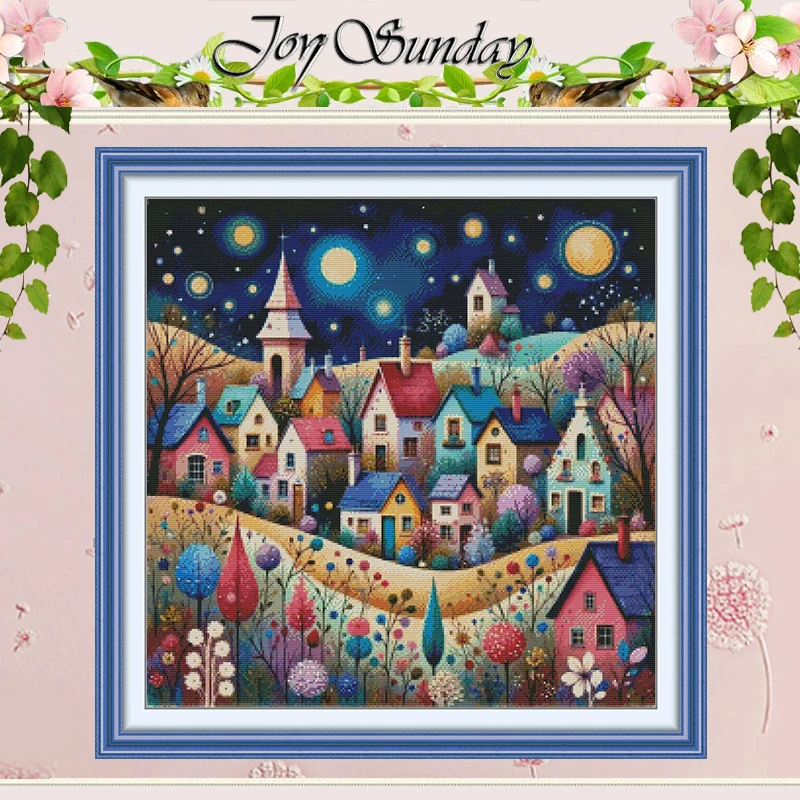 

A Fairytale Village Patterns Counted Cross Stitch Set DIY 11CT 14CT 16CT HD Stamped DMC Cross-stitch Kit Embroidery Needlework