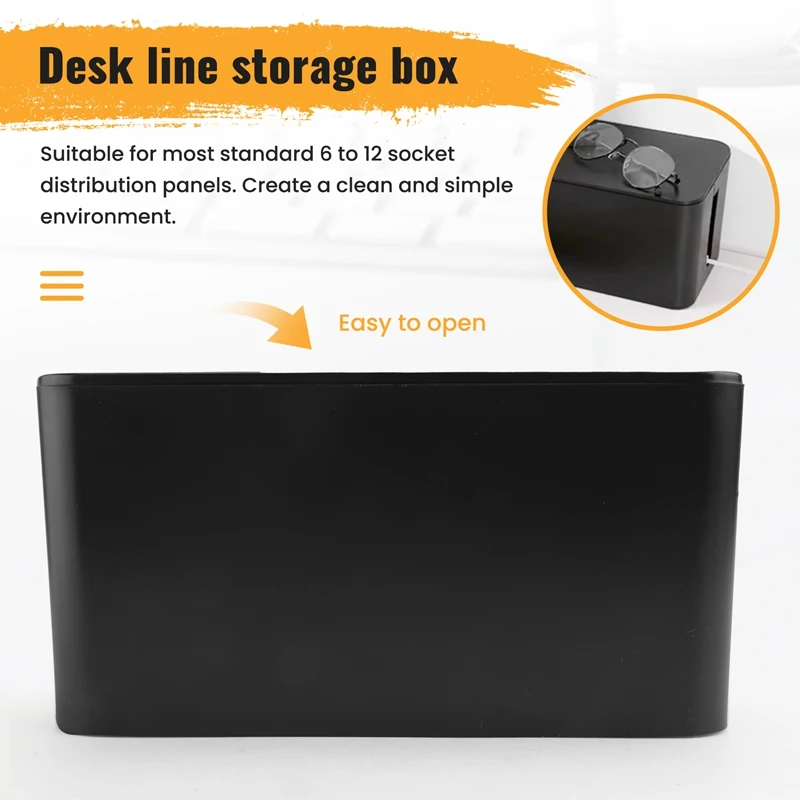Cable Management Box Cord Organizer Box Power Strip Surge Protector Cover TV Cord Box for Home Office-A69M