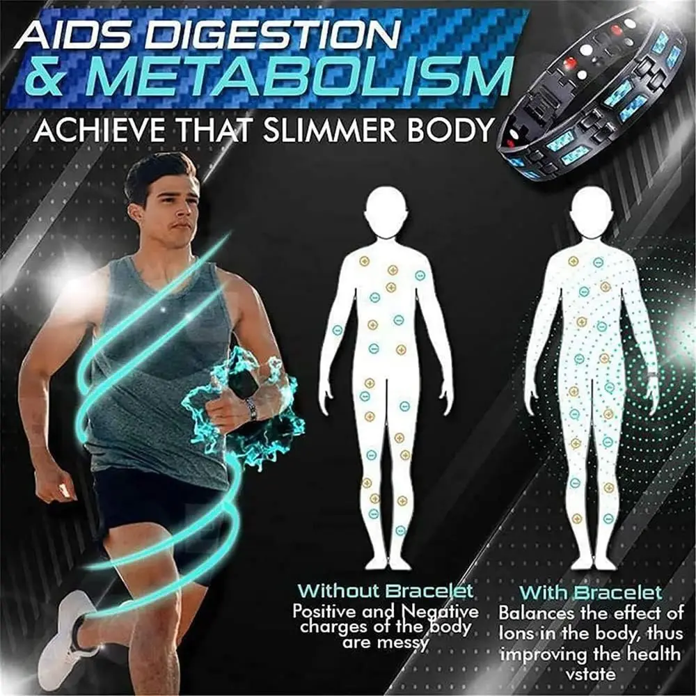 Noruion-pulsera de iones de infrarrojos lejanos, brazalete con imán Carbonblue, longitud ajustable, regulador de fatiga, regalo de joyería