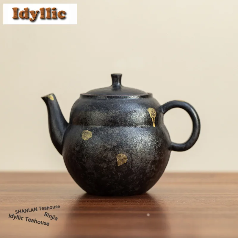 

150ml Sprinkle Gold Gourd Teapot Zen Tea Infuser Pot Tea Maker Kettle With Strainer Chinese Tea Tea Services Supplies Decoration