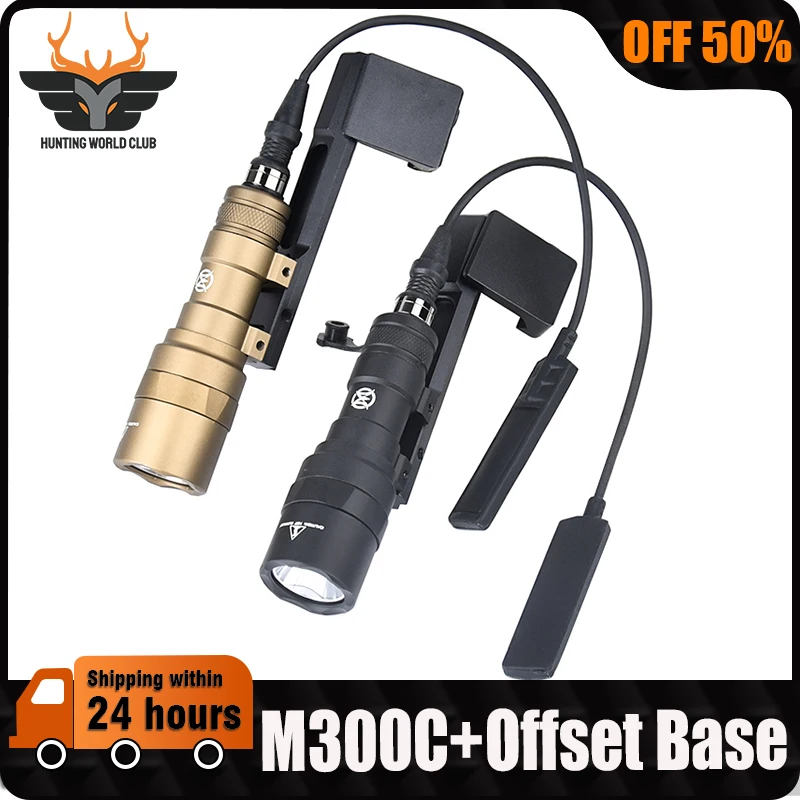 

Tactical Surefir M300 Scout Flashlight WhiteLight LED Hunting Airsoft Weapon lamp With Offset Metal Base For 20MM Picatinny Rail