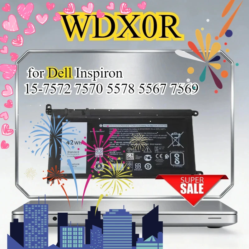 

WDX0R Rechargeable Battery Compatible for Dell Inspiron 15-7572 7570 5578 5567 7569