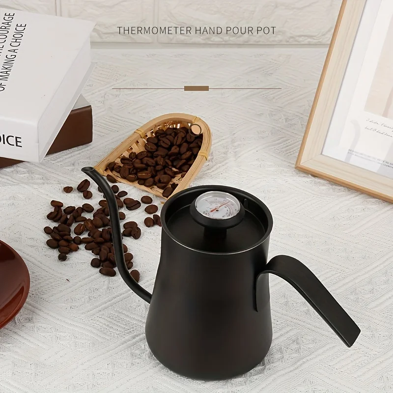 304 الفولاذ المقاوم للصدأ صب أكثر من غلاية القهوة مع ميزان الحرارة ، صانع القهوة ، غلاية بالتنقيط للمطبخ ، 19 أوقية ، 550 مللي ، 1 قطعة