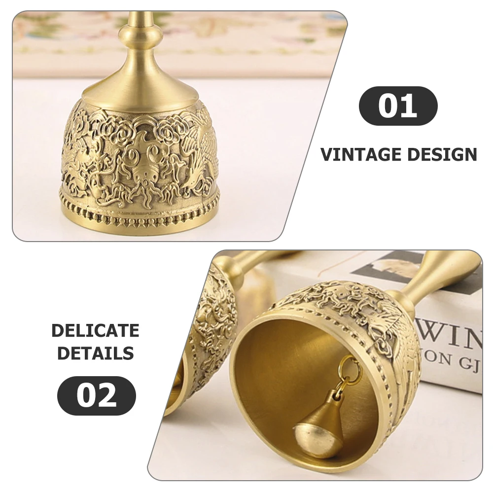 

Hand Ring Bell Vintage Brass Bells for Restaurant Service Decorative Craft Home Desktop Ornament Metal Hand Bell