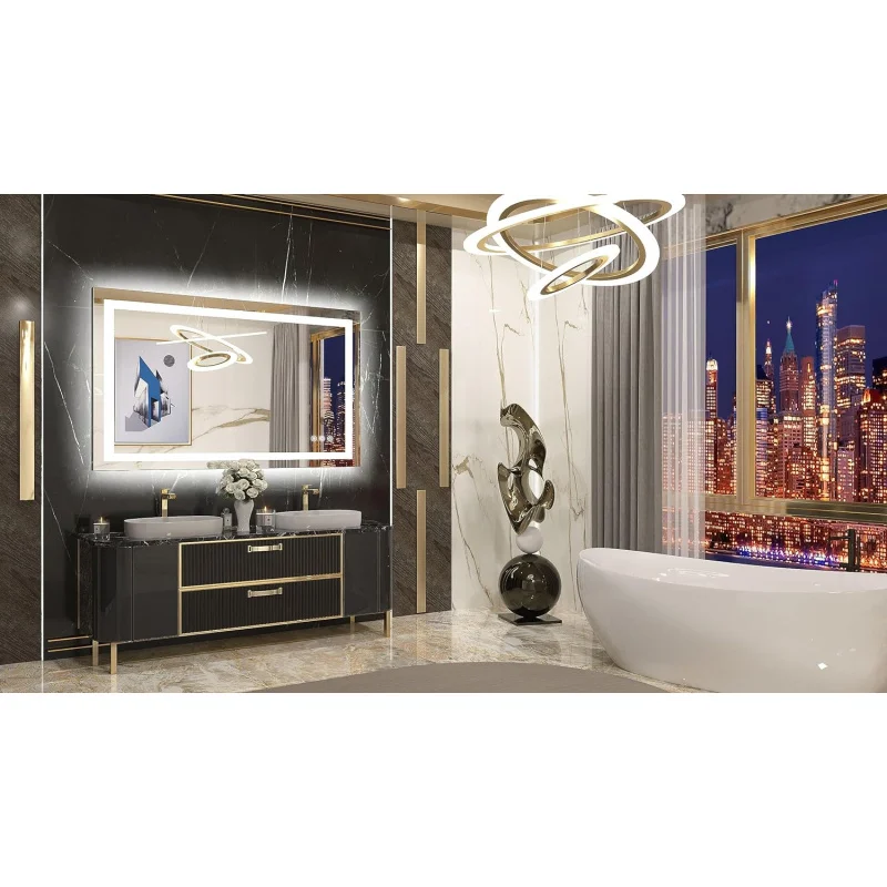 LED Bathroom Mirror with Lights 40x24 Inch Frontlit & Backlit Lighted Vanity Mirror Anti Fog Stepless Dimmable White/