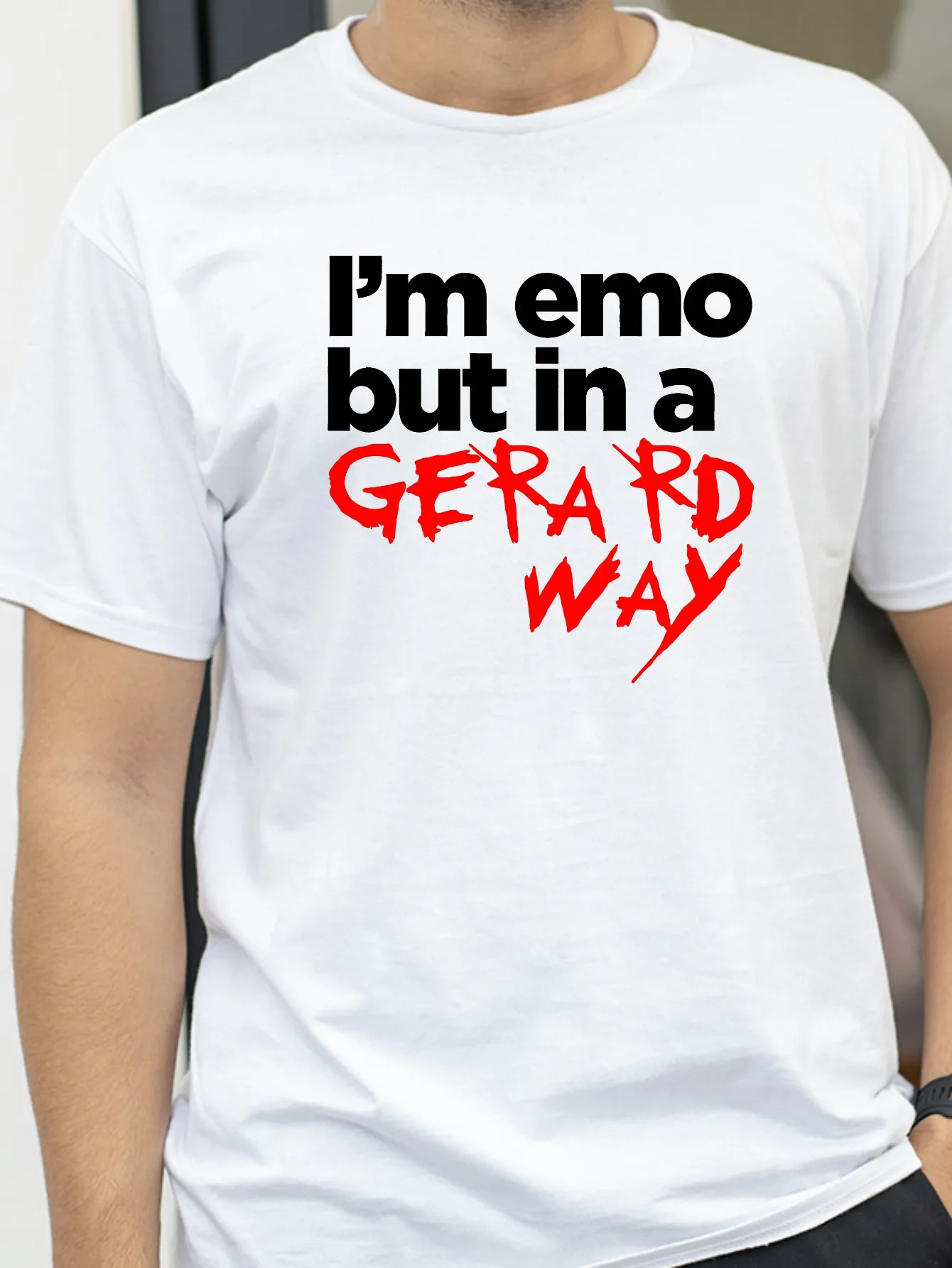 Funny I'm Emo Gerard Way My Chemical Romance Present T-Shirt Summer Breathable Short Sleeve Casual
