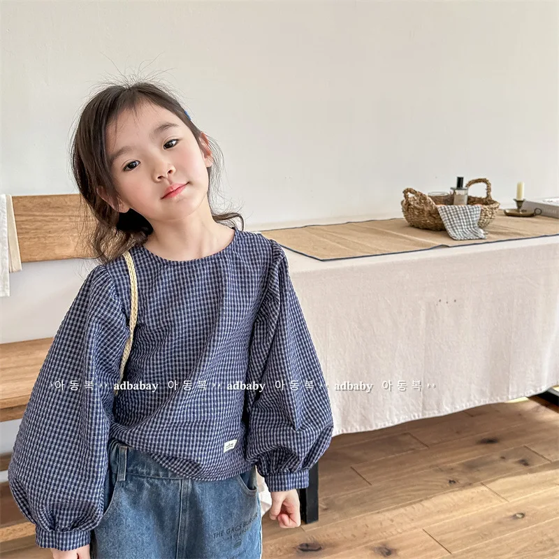 

2024 New Spring Baby Girl Long Sleeve Shirts Little Girls Cotton Linen Blouse Children's Tops Kids T Shirt Toddler Tee Clothes