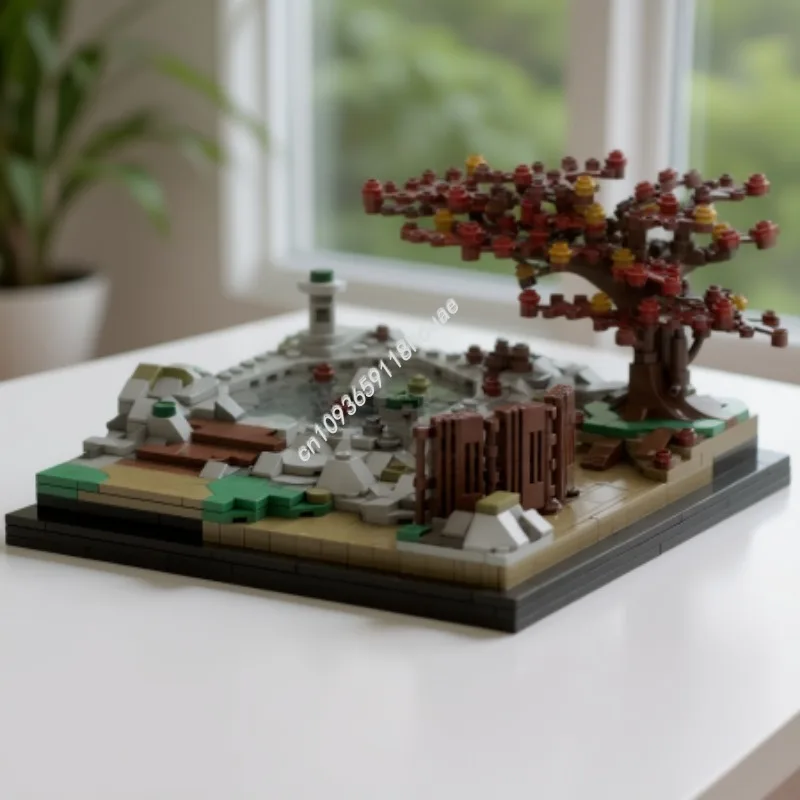 

610 шт. MOC Onsen, японская горячая весна, архитектура, расширенный коллекционный витрина, строительный набор, дисплей для энтузиастов, Рождественский подарок