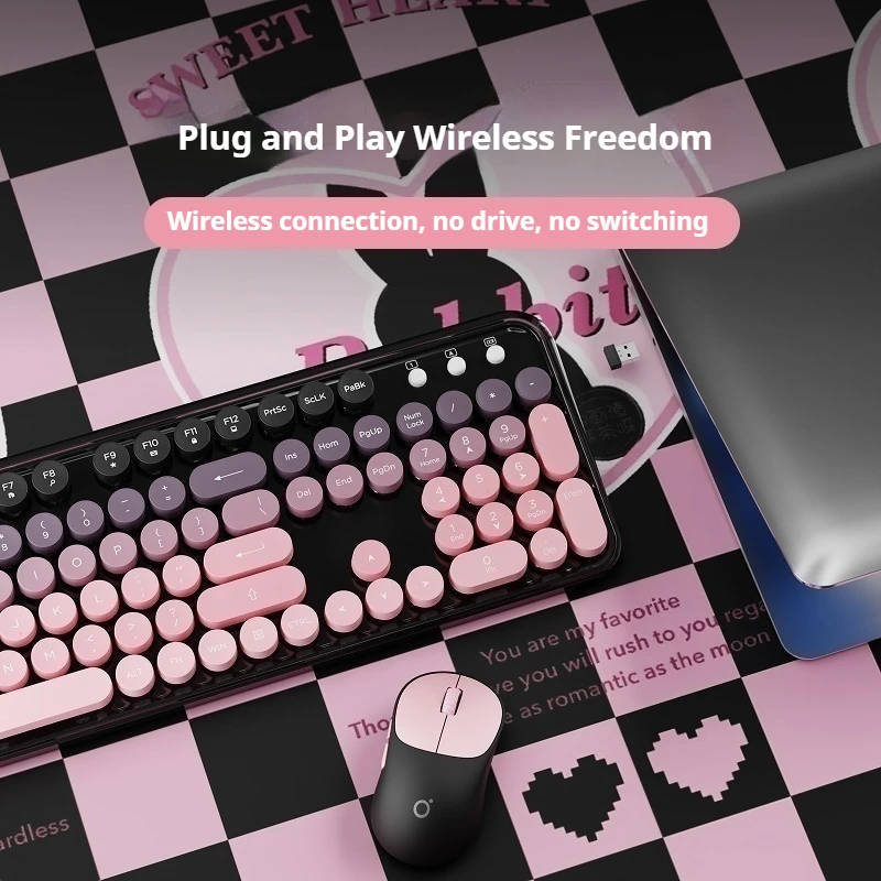 EWEADN 2.4G Single-Mode Wireless Silent Keyboard & Mouse Set, Color Block Design, Compact Ergonomic for gaming ,Office Laptop PC