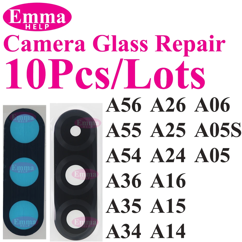 10 Stück Rückkamera-Glaslinse Ersatz für Samsung A56 A55 A54 A36 A35 A34 A26 A25 A24 A16 A15 A06 A05s A05 A14 mit Kleber – Detail 1