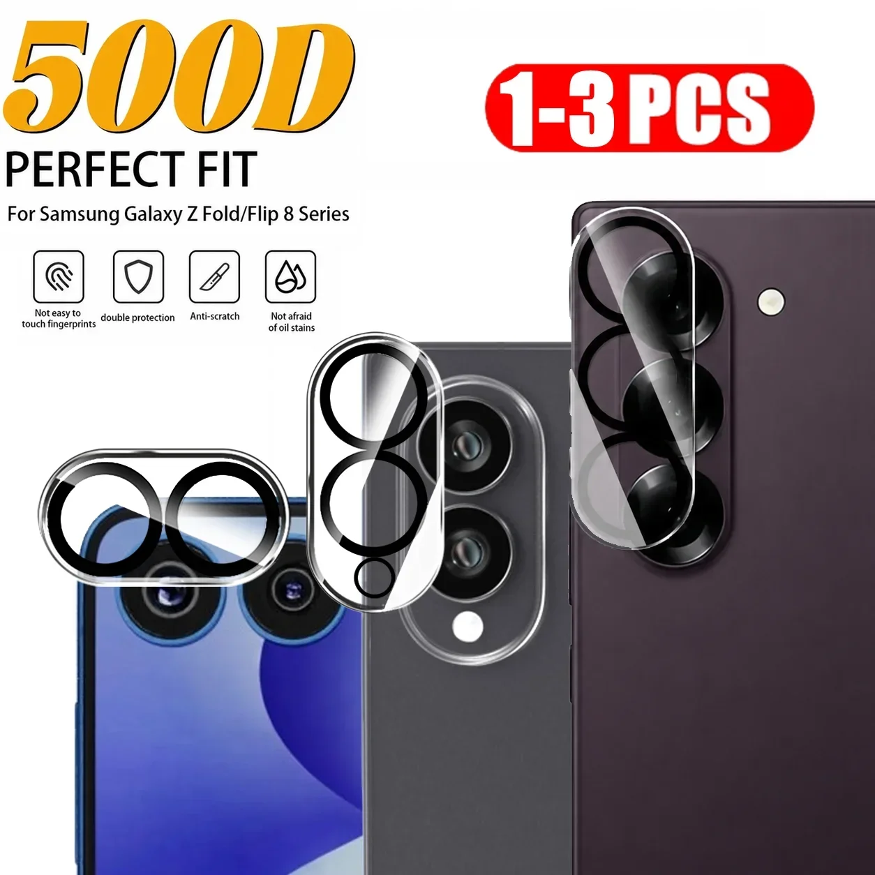 Camera Lens Protector for Samsung Galaxy Fold 8 / 8 Ultra / Flip 8 Lens Cover Screen Protector Full Cover Lens Glass Film Cover