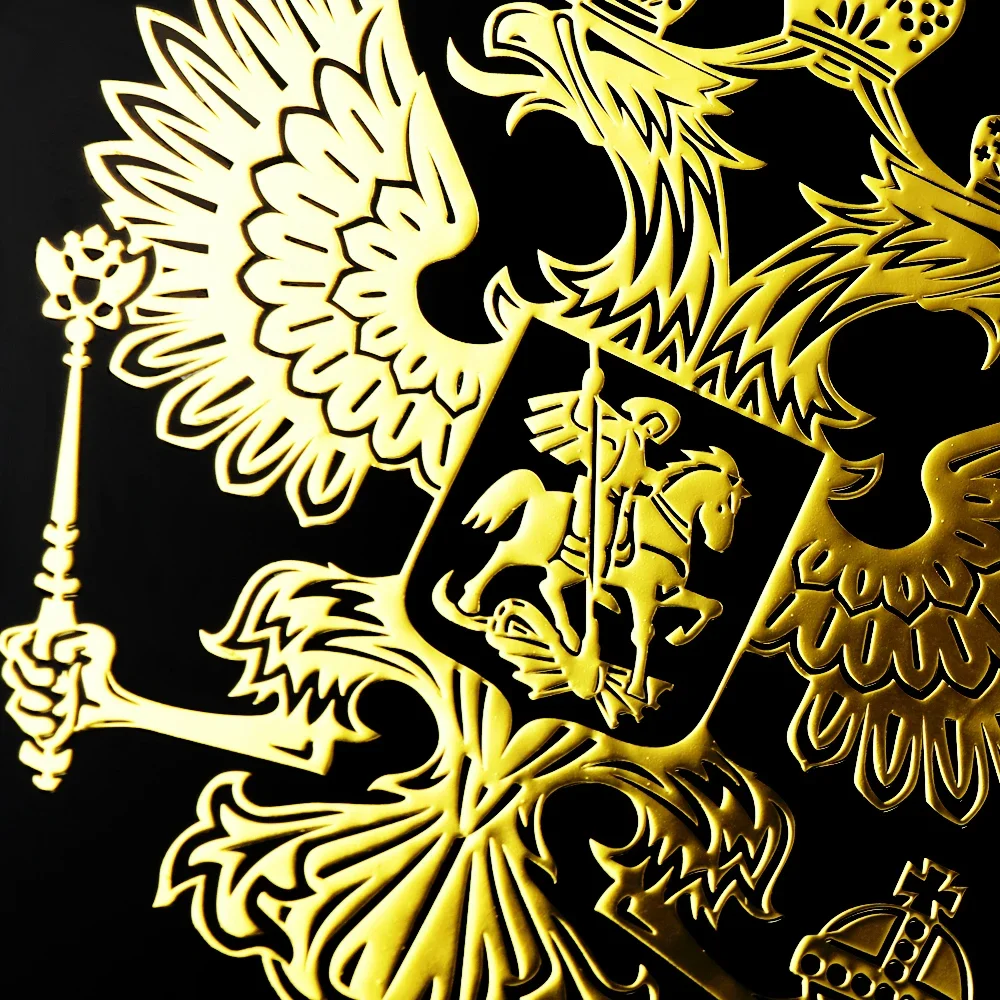 ملحقات السيارة معطف روسي من الأسلحة ملصقات معدنية من النيكل ملصقات السيارات شارات النسر الروسي لملحقات السيارة باللون الذهبي #2