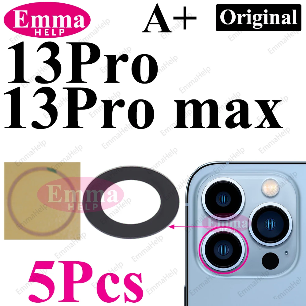 5Pcs Original Sapphire Rear Camera Glass Lens for iPhone 13 Pro Max 14 15 Plus 16 Replacement Repair Parts Accessories