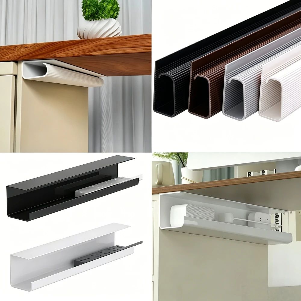 1PC Desktop Undertable Cable Rack Anti-extrusion Floor Cord Cover Self-Adhesive Durable Extension Wiring Duct Cable Protector