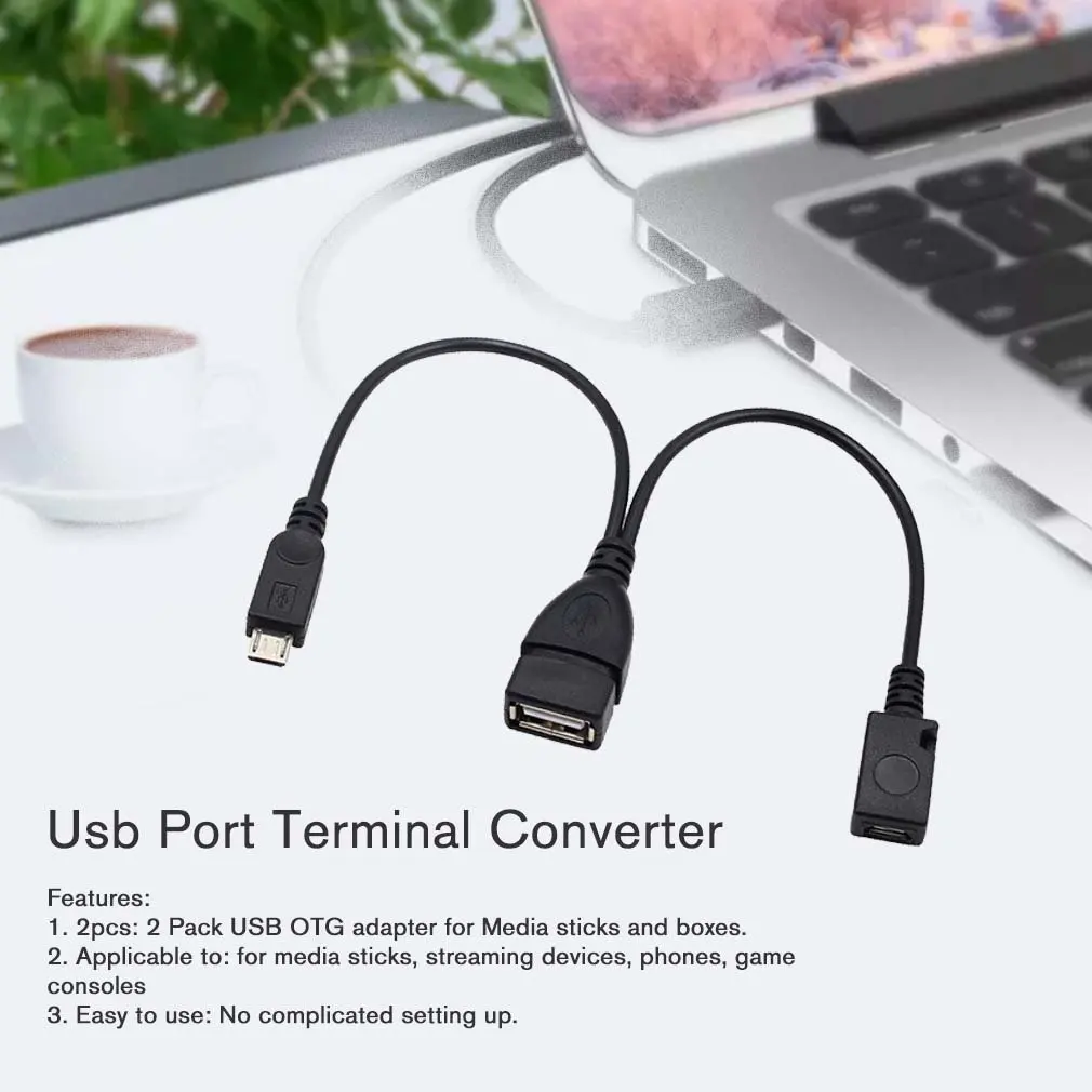 2pcs USB Port Terminal Adapter OTG Cable Usb Port Terminal Converter For Media Stick Streaming Device Phone